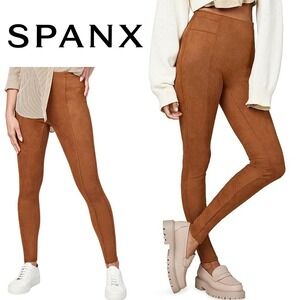 Spanx, Faux‎ Suede High Waisted Leggings Brown Size Large